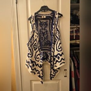 Moth by Anthropologie knit vest sz M petite blue/white